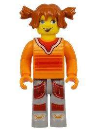 LEGO part Tina, Orange Torso, Light Gray Legs CRE001