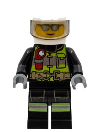LEGO onderdeel Fire - Reflective Stripes, Black Suit, White Helmet, Silver Sunglasses cty0972
