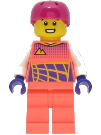 LEGO onderdeel Cyclist - Male, Coral Racing Suit, Magenta Helmet cty1470
