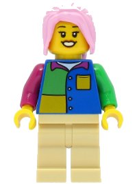 LEGO onderdeel Passenger - Female, Blue Shirt, Tan Legs, Bright Pink Hair cty1474