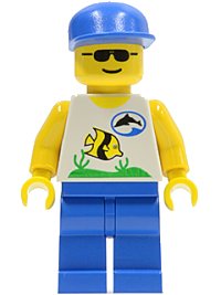 LEGO onderdeel Divers - Boatie, Fish and Dolphin Shirt, Blue Cap div003