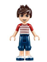 LEGO onderdeel Friends Noah - Dark Blue Cropped Trousers, Red and White Striped Top frnd0093
