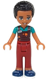 LEGO onderdeel Friends Dean - Dark Red Trousers, Dark Turquoise Overalls Top frnd0262