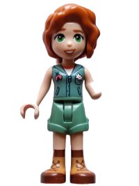 LEGO onderdeel Friends Autumn - Sand Green Vest over White Shirt, Sand Green Shorts, Nougat and Reddish Brown Boots frnd0598
