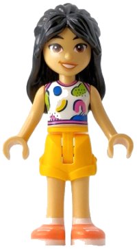 LEGO onderdeel Friends Liann - White Tank Top, Bright Light Orange Shorts, Coral Shoes frnd0776