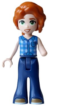 LEGO onderdeel Friends Autumn - Blue Tied Flannel Vest, Dark Blue Trousers Bell-Bottoms, Dark Tan Shoes frnd0860