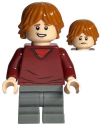 LEGO onderdeel Ron Weasley - Dark Red Sweater, Dark Bluish Gray Medium Legs hp180