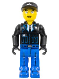 LEGO onderdeel Police - Blue Legs, Black Jacket, Black Cap with Star js016