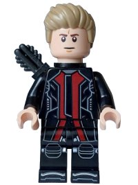 LEGO onderdeel Hawkeye - Black and Dark Red Suit, Dark Tan Hair, Quiver, Silver Boot Tips sh0969