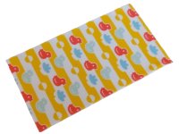LEGO onderdeel Duplo, Doek Handdoek 5 x 9 cm met Koraal en Lichtaqua Eendjes, Middelblauw Stippen en Gele Strepen Patroon 103669pb01