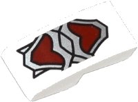 LEGO part Schräge, Courbée 2 x 1 x 2/3 avec Motif Armure Loup Argent et Rouge Foncé (Autocollant) - Ensemble 70127 11477pb010
