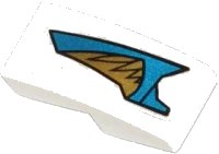LEGO onderdeel Schuin, Gebogen 2 x 1 x 2/3 met Blauw en Goud Pantser Platen en Goud Veren Patroon Model Rechterkant (Sticker) - Set 70124 11477pb012R