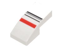 LEGO part Slope, Curved 2 x 1 x 2/3 with Red, Light Bluish Gray and Black Stripes Pattern 11477pb032