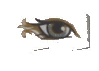 LEGO part Slope, Curved 2 x 1 x 2/3 with Metallic Light Blue Eye with Gold Highlights Pattern Model Right Side 11477pb051R