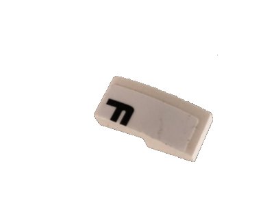 LEGO part Slope, Curved 2 x 1 x 2/3 with Black Letter F on White Background Pattern Model Right Side (Sticker) - Set 42096 (11477pb090R)