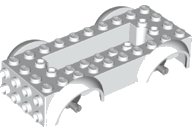 Fahrzeug, Basis 5 x 10 x 2 1/2 mit Kotflügeln und 6 x 2 versenkte Mitte mit 3 Löchern mit hellblaugrau Radhalter befestigt in weiß, LEGO Teilenummer 11650c02