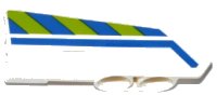 LEGO onderdeel Technic, Paneel Carrosserie #22 Zeer Klein Glad, Zijde A met Blauwe Lijn en Blauw en Limoen Gevaarsstrepen Patroon (Sticker) - Set 42047 11947pb015