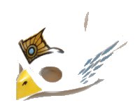 LEGO part Minifigure, Headgear Mask Bird / Eagle with Yellow Beak, Gold Tiara, and Medium Blue Feathers Pattern 12549pb04