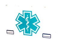 LEGO part Panel 1 x 4 x 2 with Side Supports - Hollow Studs with Dark Turquoise Star of Life and 2 Handles Pattern (Sticker) - Set 40582 14718pb066