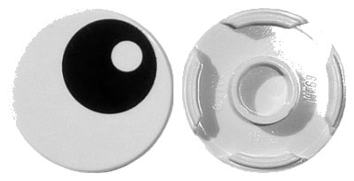 LEGO part Tile, Round 2 x 2 with Bottom Stud Holder with Black Eye with Pupil Pattern (14769pb004)