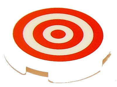 LEGO part Tile, Round 2 x 2 with Bottom Stud Holder with Red Circles Pattern (14769pb186)