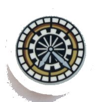 LEGO part Piastrella, Rotonda 2 x 2 con Supporto Bottone Inferiore con Motivo Volto Orologio Grande Sala di Hogwarts HP (Adesivo) - Set 75954 14769pb271