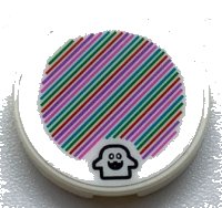 LEGO part Tile, Round 2 x 2 with Bottom Stud Holder with Super Mario Scanner Code Peepa Pattern (Sticker) - Set 71361 14769pb339