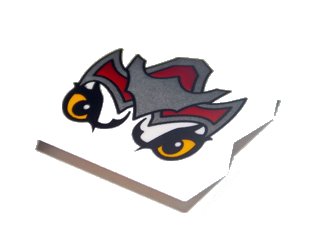 LEGO onderdeel Slope, Curved 2 x 2 x 2/3 with Dark Red and Silver Armor, Bright Light Orange Eyes (Wolf Legend Beast) Pattern (15068pb001)