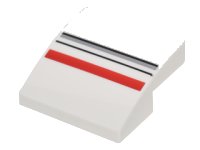 LEGO part Slope, Curved 2 x 2 x 2/3 with Red, Light Bluish Gray and Black Stripes Pattern 15068pb075
