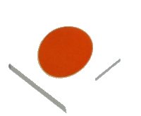 LEGO part Slope, Curved 2 x 2 x 2/3 with Orange Circle Pattern 15068pb385