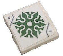 LEGO part Slope, Curved 2 x 2 x 2/3 with Sand Green Shuriken Throwing Star Pattern (Sticker) - Set 70676 (15068pb456)