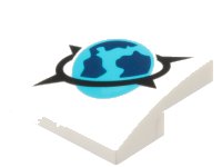 LEGO part Slope, Curved 2 x 2 x 2/3 with Medium Azure, Dark Blue and Black Arctic Explorer Logo Pattern 15068pb625