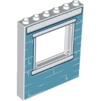 LEGO part Panel 1 x 6 x 6 with Window with Medium Blue Bricks and White Windowsill Pattern 15627pb017