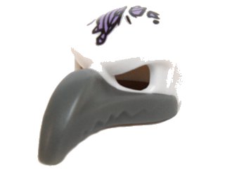 LEGO onderdeel Minifigure, Headgear Mask Bird (Vulture) with Dark Bluish Gray Beak and Purple Head Patches Pattern (16659pb01)