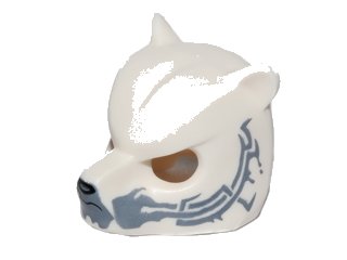 LEGO part Minifigure, Headgear Mask Bear with Black Nose, One Fang, Sand Blue Chin and Sand Blue Markings Pattern (18392pb07)