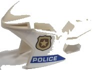 LEGO part Motorcycle Fairing, Racing (Sport) Bike with Gold Badge and 'POLICE' on Blue Stripe Pattern on Both Sides (Stickers) - Sets 60208 / 60210 / 60233 18895pb15