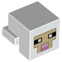 LEGO part Cabeza de Criatura Pixelada con Ojos Blanco y Negro, Nariz Rosa Brillante, Cara Bronceada con Patrón de Contorno Bronceado Oscuro (Minecraft Oveja) 19727pb013