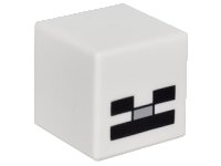 LEGO part Minifigure, Head, Modified Cube with Pixelated Black Eyes, Light Bluish Gray Nose, and Black Mouth Pattern (Minecraft Skeleton) 19729pb004