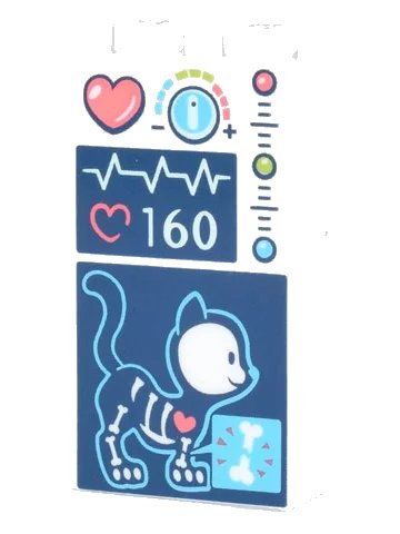 LEGO part Brick 1 x 2 x 3 with Medical Data, Heart, Temperature, Pulse, and Cat X-Ray Pattern (22886pb14)