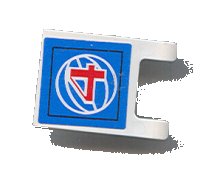LEGO part Flag 2 x 2 Square with Red Number 4 and White Wire Frame Basketball on Blue Background Pattern (Sticker) - Sets 3432 / 3433 2335pb046