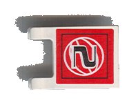 LEGO part Flag 2 x 2 Square with Black Number 2 and White Wire Frame Basketball on Red Background Pattern (Sticker) - Sets 3432 / 3433 2335pb049