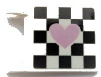 LEGO part Flag 2 x 2 Square with Metallic Pink Heart on Black Checkered Background Pattern Model Right Side (Sticker) - Sets 41350 / 41351 / 41352 2335pb237R