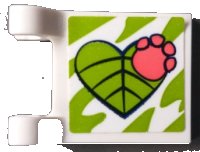 LEGO part Flag 2 x 2 Square with Coral Paw Print on Lime Heart Shaped Leaf Pattern (Sticker) - Set 41422 2335pb246