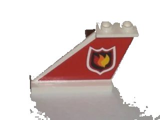 LEGO onderdeel Tail 4 x 1 x 3 with Fire Logo Badge on Red Background Pattern on Left Side (Sticker) - Set 7206 (2340pb037l)