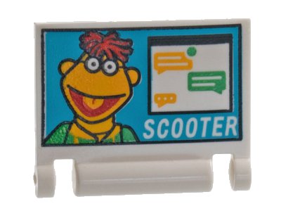 LEGO part Minifigure, Utensil Book Cover with Laptop Screen with Scooter and Chat Pattern (24093pb053)