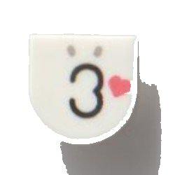 LEGO part Tile, Round 1 x 1 Half Circle Extended with Light Bluish Gray Nostrils, Black Kissy Mouth, and Coral Heart Pattern (24246pb016)