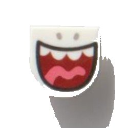 LEGO part Tile, Round 1 x 1 Half Circle Extended with Big Open Mouth, Teeth and Tongue Pattern (24246pb017)