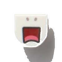 LEGO part Tile, Round 1 x 1 Half Circle Extended with Light Bluish Gray Nostrils, Dark Red Scared Open Mouth, and Coral Tongue Pattern 24246pb020