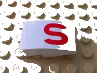 LEGO part Schräge, Curva 3 x 2 con Patrón 'S' Rojo 24309pb004