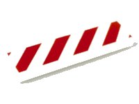 LEGO part Tile 1 x 4 with Red and White Danger Stripes (Red Corners) Pattern 2431p02